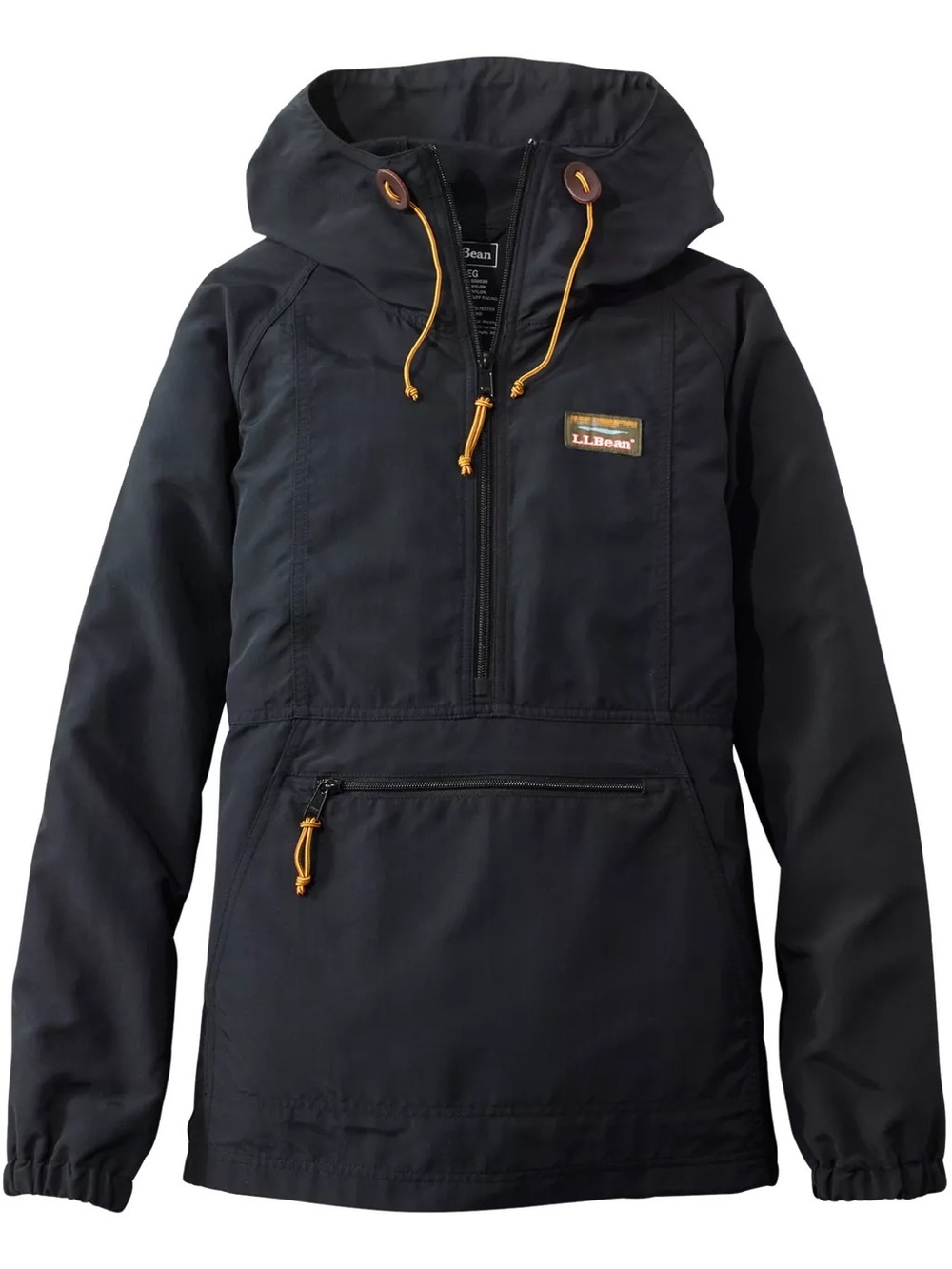L.L. Bean Women’s Black Hooded Anorak Jacket with Contrast Drawcords XS
